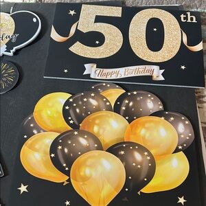 Gold and Black 50th Birthday Party Decoration Set